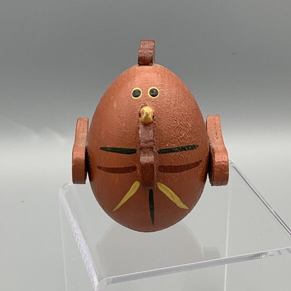 Vtg Folk Art Hand Painted Wood Chicken Rooster Figurine Signed JT '95 Farmcore - Picture 3 of 9